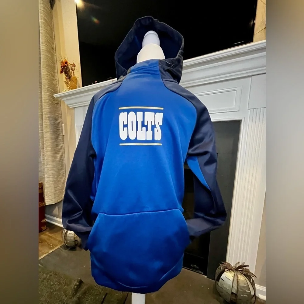 Nike thermal fit NFL colts hoodie adult SZ SM Navy sleeve & hood royal blue body